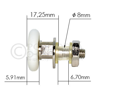 pojezdové kolečko ke sprchovému koutu B03 - velikost 1